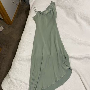 Instant Impression Sage Asymmetrical Midi Dress